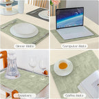 Romanstile Reversible Vinyl Placemats Set of 4, Faux Leather 100% Waterproof Oil-Proof Wipeable Place Mats, Heat Resistant Dual Sided Table Mats for Kitchen/Dining/Party (Grey Green, 12 x 17 Inch)