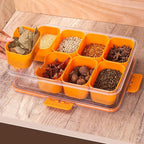 Divided Snack Serving Tray with Lid and Handle Travel Snackle Charcuterie Container Portable Storage Organizer for Candy, Fruits, Nuts, Snacks, Party, Picnic (1pack, Orange)