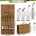 TOBWOLF Camping Spice Kit with 9 Jars, 2 Salt/Pepper Grinders, Portable Spice Bag, Foldable Canvas Seasoning Storage Bag Organizer, Mini Condiment Container Set for Outdoor Camping Picnic BBQ - Khaki