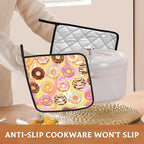 2 Pack Colorful Donuts Pot Holders for Kitchen Heat Resistant, Potholders for Kitchens Washable for Cooking & Baking & Microwave
