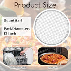 4 Pack 12 Inch Pizza Screen, Aluminum Alloy Pizza Pan for Oven Nonstick Pizza Screen, Seamless Rim & Rust-Free, Pizza Baking Pan Pizza Crisper Tray for Kitchen, Commercial, BBQ