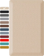 Ophanie Kitchen Mats for Floor, 3/4 inch Thick, Anti Fatigue Cushioned Mat, Kitchen Rugs, Waterproof, Comfort Ergonomic Standing Mat for Office, Home, Sink, 20x32 Beige Non-Slip Ridged Bottom