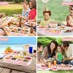LUXEAR Divided Serving Tray with Lid and Handle Snack Box Charcuterie Container Dishwasher Safe 8 Compartment Snack Platters Portable Organizer for Candy, Snacks, Picnic, Party&Travel(2p pink)