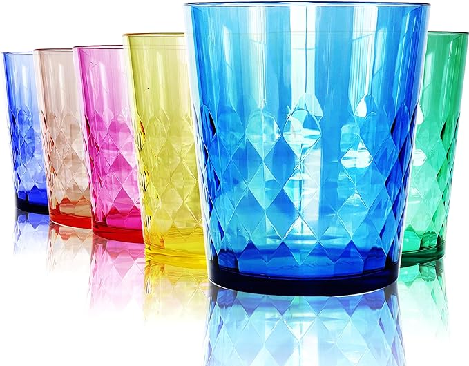 SCANDINOVIA - 13 Oz Unbreakable Cups - Vibrant Acrylic Tumblers, Shatterproof, Reusable & Dishwasher Safe, Smooth Rims, BPA-Free, Indoor & Outdoor Use, Plastic Cocktail Glasses - Set of 6-13 Oz