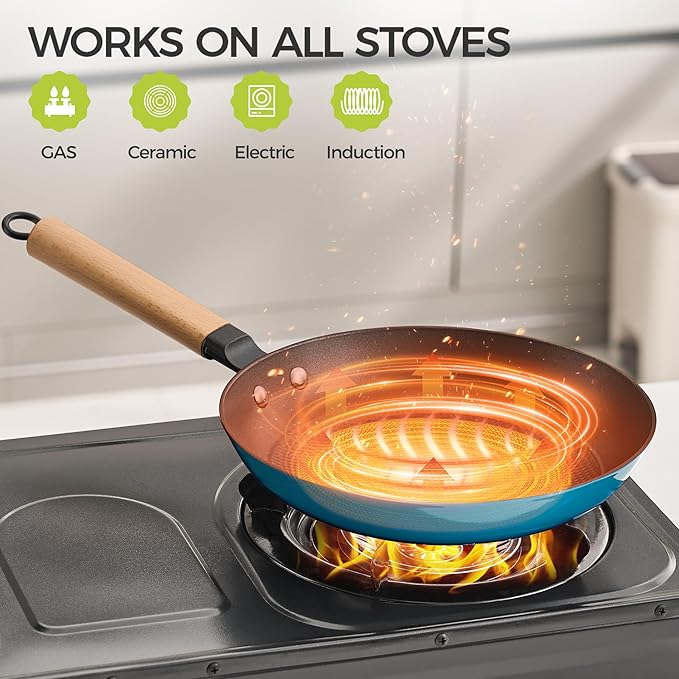 YUTANN Nonstick Frying Pan 10 inch, Ceramic Cast Iron Skillet, Lightweight Pre-seasoned Cast Iron Pan with Detachable Handle, Dishwasher & Oven Safe, Free of PFAS and PFOA