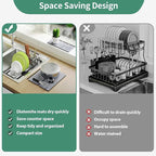 YIGII Dish Drying Rack with 3 X Diatomite Dish Mat- Expandable Dish Drainer for Kitchen in Sink/Countertop Dry Rack, Fast Drying Stone Mat, Dish Rack with Utensil Holder, 5.4”W x 12.1”-18.9”L