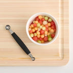 CatCora Melon Baller, Professional 18/8 Stainless Steel Dual Blades 22/25-Millimeter For Melon Balls and Garnishes, Ergonomic Soft-Grip Handle