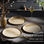 HaWare Stoneware Dinner Plates Set of 6, 10" Heavy Duty Ceramic Plates, Reactive Glaze Dinnerware for Home Restaurant, Chip and Scratch Resistant, Microwave and Dishwasher Safe, Reactive Sandy Khaki