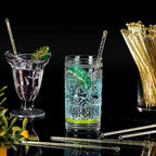 500 Pcs Gold Glitter Plastic Swizzle Sticks Crystal Cake Pops Disposable Cocktail Stir Sticks Round Ball Top Stirrers Gold Lollipop Stick for Drinks Coffee Cocktail, 7.28 Inches