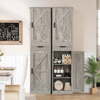 WEENFON Tall Storage Cabinet, Bathroom Cabinet with 6 Shelves & Drawer, Narrow Storage Cabinet with Adjustable Shelves, Tall Cabinet for Living Room, Home Office, Rustic Gray
