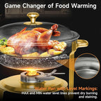 Chafing Dishes for Buffet, 4 Pack 5QT Round Stainless Steel Chafing Dish Set for Home Parties, Christmas Gatherings, Catering Events Complete Buffet Warmer Set (Golden 4)