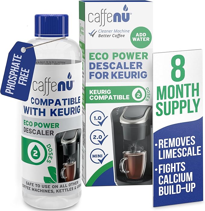 Keurig Compatible Descaling Solution. 1 Bottle of Descaler Solution. Descaling Kit Removes Limescale For Hotter Coffee. 2 Uses Descaler For Keurig Coffee Makers.
