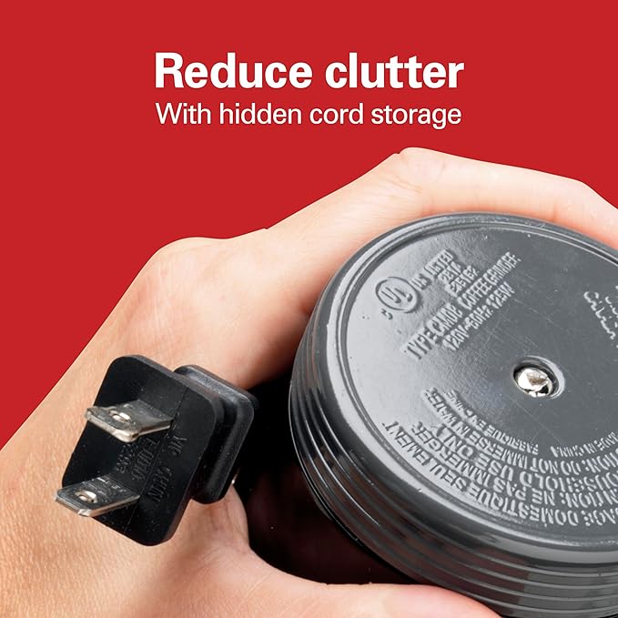 Hamilton Beach Fresh Grind Electric Coffee Grinder for Beans, Spices and More, Stainless Steel Blades, Easy Clean Removable Chamber, Makes up to 12 Cups, Black