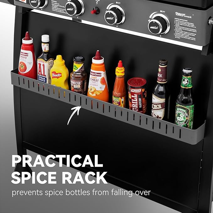 Royal Gourmet PD4001 4 Burner Propane Gas Griddle with Removable Standing Cart, Convertible to Tabletop Design, Flat Top Grill with Hood for Camping, Tailgating, Backyard, Black