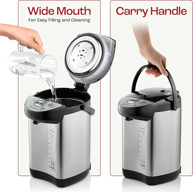 Premium 5.5 QT Hot Water Boiler and Warmer With auto dispense and Manual Pump, Quick Heatup and Keep-Boil Function for Instant On-Demand Hot Water Anytime, Boil-Dry Protection, ETL Approved