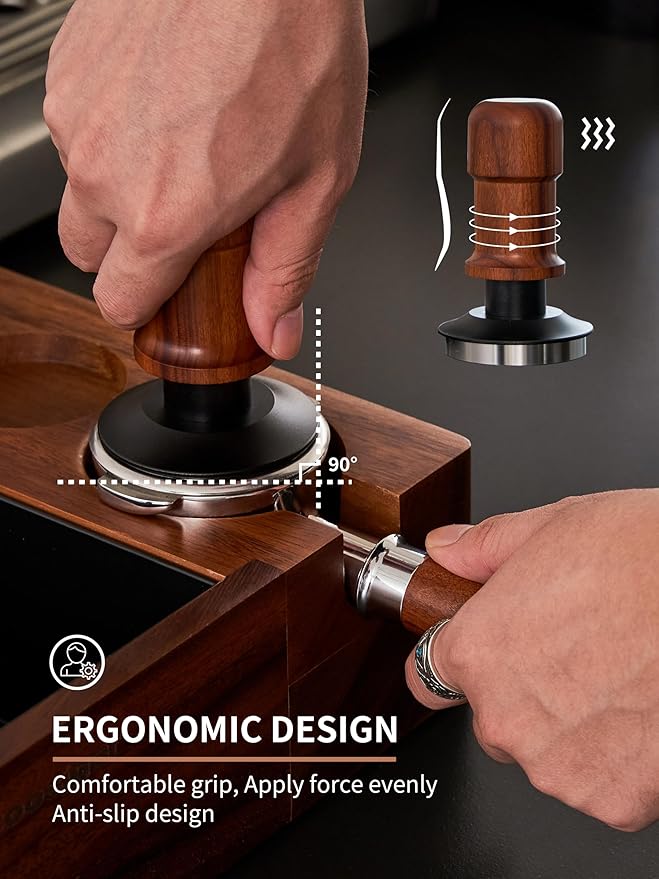 53.3mm Espresso Tamper,Premium Barista Coffee Tamper with Constant 30lb Calibrated Spring Loaded,Stainless Steel Base and Mahogany Hand,Fits for All 53mm54mm Portafilters,Espresso Accessories