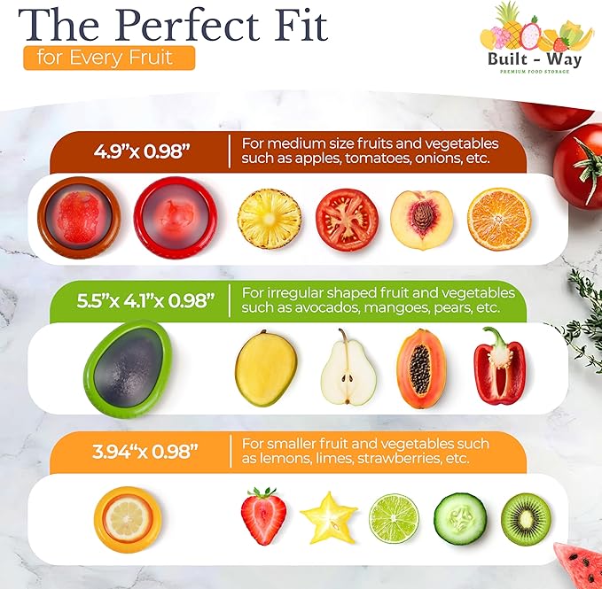 Fruit Storage Containers for Fridge | Fruit Vegetable Storage & Produce Storage | Space-Saving Produce Containers for Fridge (Yellow/Red/Green/Orange)