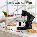 Facelle Stand Mixer, 10-Speed 6QT Kitchen Electric Mixer, Tilt-Head Food mixer with Beater, Dough Hook, Wire Whip and Egg Separator, scraper for Most Home Cooks - Black