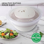 COOK WITH COLOR Collapsible Salad Spinner - 4 QT Space Saving Lettuce Dryer with Folding Collapsible Colander Great for Washing and Drying Fruit and Vegetables (White)