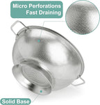 Colander Stainless Steel Set(5-Quart and 3-Quart), Kitchen Strainer for Pasta, Fruits Vegetables, Dishwasher Safe