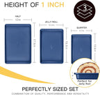 HONGBAKE Baking Sheet Pan Set, Cookie Sheets for Oven, Nonstick Half/Quarter/Jelly Roll Pans with Diamond Texture Pattern, Heavy Duty Cookie Tray, Dark Blue