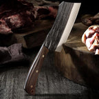 HOSHANHO Butcher Knife Set, 3-Piece High Carbon Steel Serbian Chef Knife Set of Heavy Duty Boning Knife & Meat Cleaver Knives & Viking Knives for Home, Cooking, Outdoor Camping BBQ