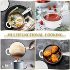 E-far Enameled Cast Iron Sauce Pan with Lid, 1 Quart Dutch Oven Saucepan, Mini Sauce Pot for Cooking, Boiling, Healthy & Non Toxic, Induction & Oven Safe, White