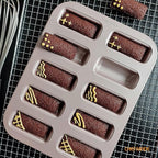 CHEFMADE Financier Cake Pan, 10-Cavity Non-Stick Rectangle Muffin Pan Biscuits Cookies Bakeware for Oven Baking (Champagne Gold)