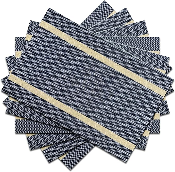 PIGCHCY Placemats Set of 6, Dark Blue Elegant Placemats Washable Non-Slip Luxurious Durable Table Mats for Home/Dining Room Decoration