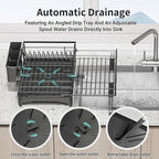 Large Dish Drying Rack - Expandable Dish drainers for Kitchen Counter,Over The Sink Dish Drainer Drying Rack,Rustproof Dish Drainer with Utensil Holder and Drainboard