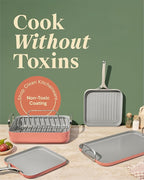 Caraway Square Cookware Set - Square Pans Set - Perfect for Griddling, Toasting, Searing, Roasting, and More - Non-Stick Ceramic Coated Pans - Non Toxic, PTFE & PFOA Free - Perracotta