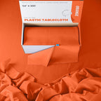 Exquisite Party Solids 54 Inch X 300 Feet Orange Plastic Table Cover Roll in A Cut - to - Size Box with Convenient Slide Cutter. Cuts Up to 36 Rectangle 8 Feet Plastic Disposable Tablecloths