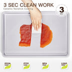 HONGBAKE 3 Pack Nonstick Ceramic Baking Sheet Pan Set for Oven, Non-Toxic Half/Quarter/Jelly Roll Pans with Diamond Texture, Heavy Duty 0.8mm Aluminized Steel Cookie Trays for Cooking, Light Grey