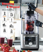 HECMAC 3-Peak HP Professional Blender, Max.2200W High Power, 85oz Large Capacity, Self-Cleaning, 6 Pre-Set Programs, Soundproof Cover - for Smoothies, Ice Crushing, Food Prep, Home & Commercial Use