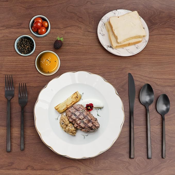 20 Piece Silverware Set for 4,Stainless Steel Flatware Set,Tableware Cutlery Set for Home and Restaurant Include Forks Knives Spoons,Mirror Finish,Dishwasher Safe (Black)