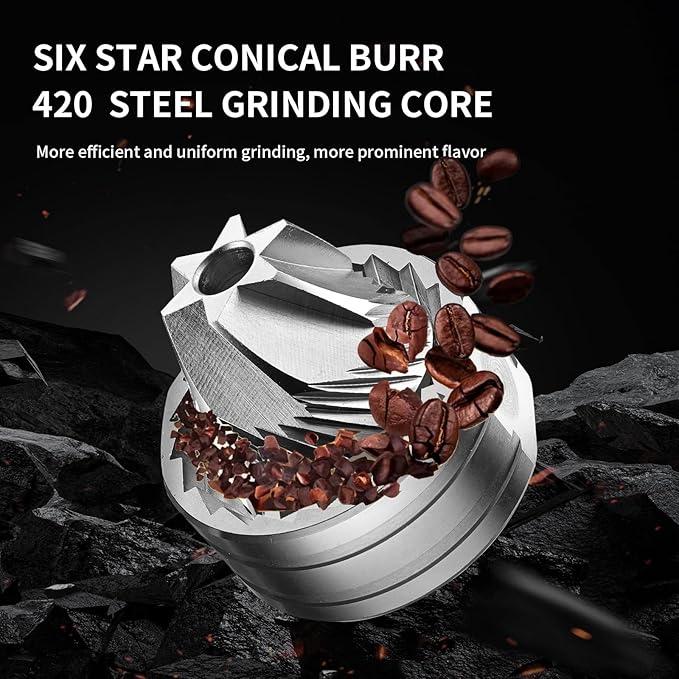 Manual Coffee Grinder with Foldable Handle, Conical Burr Coffee Grinder with 20g Capacity, Adjustable External Grind Setting for Travel,Camping,Home