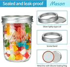 Wide Mouth Mason Jars 16 oz with Lids [8 Pack], Mason Jars with Lids, Canning Jars with Leak Proof, 16 oz Glass Jars for Fermenting, Meal Prep, Freezing, Preserving