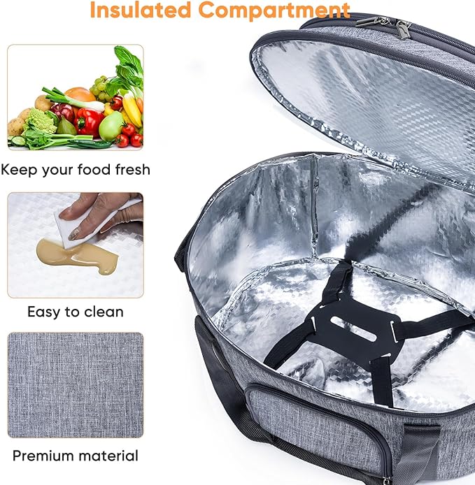 Double-Layer Slow Cooker Carrying Bag for 6-8 Quart CrockPot and Hamlton Beach Slow Cooker, Travel Bag with Lid Fastener for Crock-pot, Portable Carrier Case Slow Cooker Bag with See-thought Window