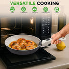 NutriChef 18-Piece Ceramic Cookware Set with Detachable Handles, Non Stick Pots and Pans, PTFE-Free Natural Ceramic Coating, Space-Saving Design, Oven & Stove Safe, Includes Utensils