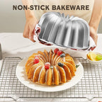 Nonstick Cake Pan, Nonstick Cast Aluminum bunt pan, 9.84” Fluted Tube Pan for Baking Unique Cake, 10 Cup Moldes para Pasteles, Cake Pans for Baking, High-Heat Resistant, Easy to Clean, Silver