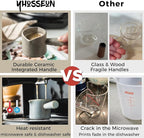 Espresso Cups Ceramic, Espresso Measuring Cups with Dual Measurement Scale, Expresso Shots Cup with Handle, Espresso Accessories, 3 Oz/ 90 Ml, Blue