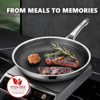 Non Stick Frying Pans 12 inch, Hybrid Frying Pans Nonstick with Lid,non stick Stainless Steel Skillets, Dishwasher and Oven-Safe Chef Pan, Induction Compatible Cooking Pan, PFOA Free Cookware