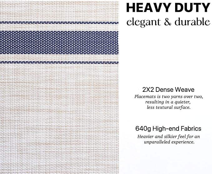 LEXMORE Placemats Set of 8 Vinyl/Plastic Woven Place Mats for Kitchen Table Indoor/Outdoor Washable Placemat Wipeable Dining Table Mats(Blue Skyline)