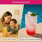 Kate Aspen Clear Ribbed Acrylic Glasses Drinkware Set of 8, 21 oz, Plastic Tumblers, Tumblers & Water Glasses, BPA-Free Plastic Cups Reusable for Cocktails,Pool Parties & Outdoor Entertaining