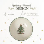 Spode Christmas Tree Round Serving Bowl - 8-Inch Ceramic Bowl for Pasta, Salad, Soup, and Side Dishes - Elegant Porcelain Design, Stackable, Dishwasher & Microwave Safe - Ideal for Holiday Gatherings