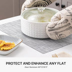 LEXMORE Placemats Set of 8 Vinyl/Plastic Woven Place Mats for Kitchen Table Indoor/Outdoor Washable Placemat Wipeable Dining Table Mats(Gray)