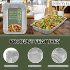 INFINITY EL 20.5" x 12.5" x 2.5" Disposable Aluminum Pans (Full Size-Medium/10 Pack) - Aluminum Serving Tray for Catering, Baking & Meal Prep - Heavy Duty Aluminum Foil Pans
