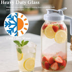 Glass Mason Jar Pitcher With Lid 64 Oz Wide Mouth Sun Tea Jar Half Gallon Cold Hot Water Pitcher 2 Quart Brew Coffee Jug Carafe For Fridge,Lemonade, Beverage,Milk,Juice Container 2 Set