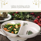 Spode Christmas Tree Divided Dish - 11.5" Festive Serving Tray for Holiday Parties, Seasonal Events - Fine Earthenware, Decorative Christmas Dinnerware, Microwave & Dishwasher Safe