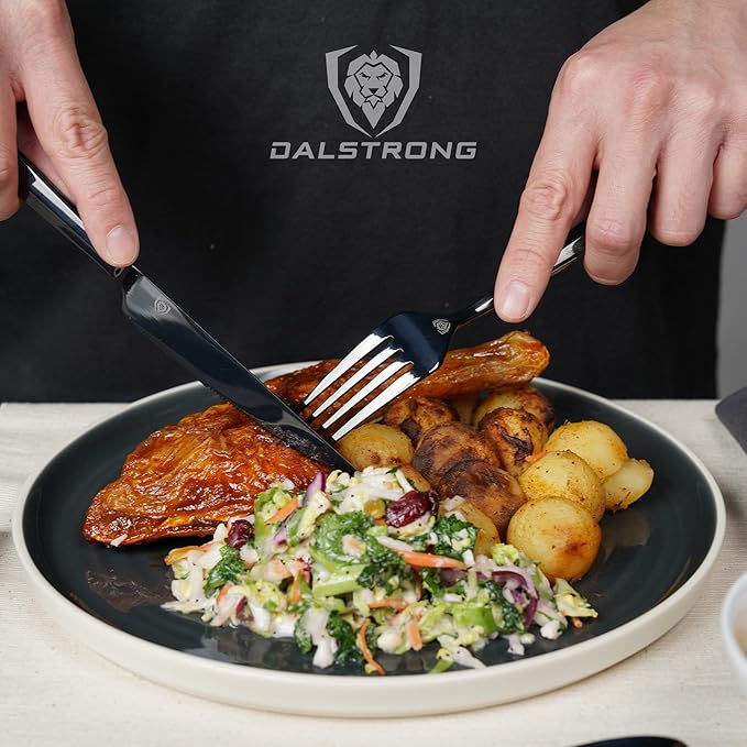 Dalstrong Flatware Cutlery Set - 20 Piece - Black High-Carbon Stainless Steel - Silverware Dinner Knife, Dinner Fork, Dinner Spoon, Dessert Fork, Dessert Spoon - Service for 4 - Table Dinner Set